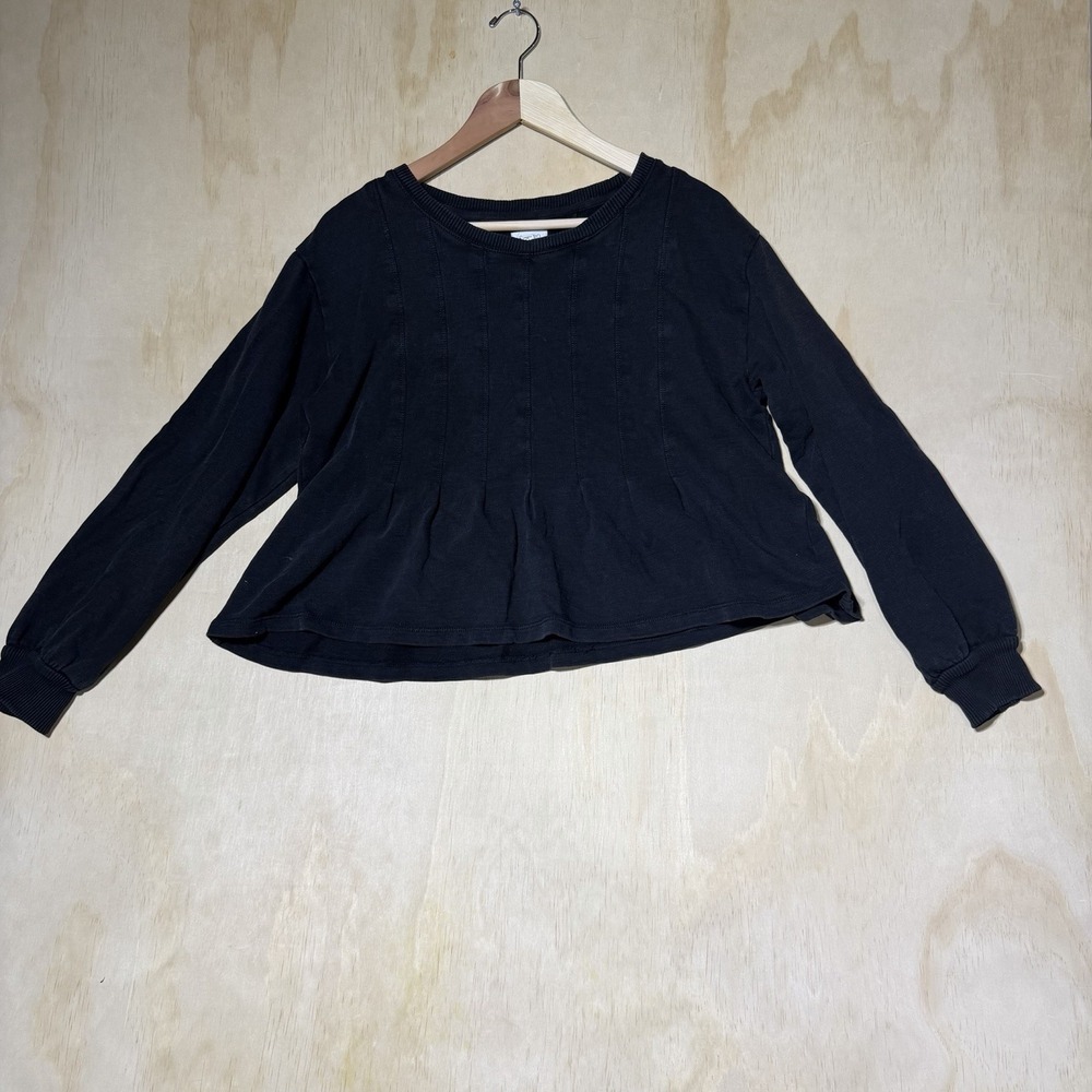 Pilcro Black Peplum‎ Long Sleeve Top Women's Small Cotton Boho Casual Blouse